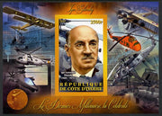 Ivory Coast 2013 Celebrities of the last Millennium - Igor Sikorsky imperf deluxe sheet containing one rectangular value unmounted mint