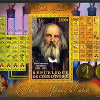 Ivory Coast 2013 Celebrities of the last Millennium - Dmitri Mendeleiev (chemist) perf deluxe sheet containing one rectangular value unmounted mint