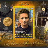 Ivory Coast 2013 Celebrities of the last Millennium - Marie Curie perf deluxe sheet containing one rectangular value unmounted mint
