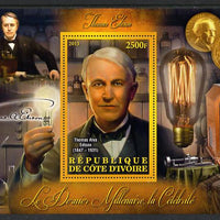 Ivory Coast 2013 Celebrities of the last Millennium - Thomas Edison perf deluxe sheet containing one rectangular value unmounted mint