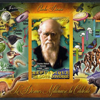 Ivory Coast 2013 Celebrities of the last Millennium - Charles Darwin imperf deluxe sheet containing one rectangular value unmounted mint