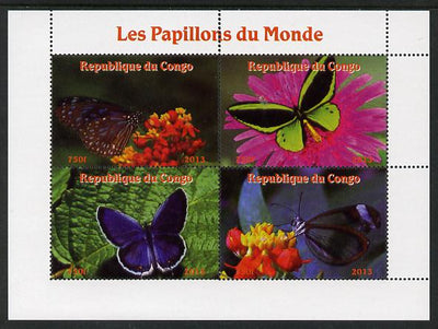 Congo 2013 Butterflies of the World #1 perf sheetlet containing four values unmounted mint. Note this item is privately produced and is offered purely on its thematic appeal