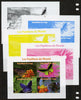 Congo 2013 Butterflies of the World #1 sheetlet containing four values - the set of 5 imperf progressive colour proofs comprising the 4 basic colours plus all 4-colour composite unmounted mint
