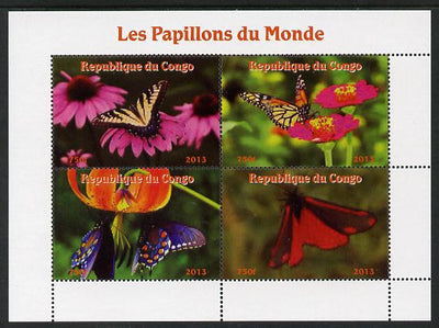 Congo 2013 Butterflies of the World #2 perf sheetlet containing four values unmounted mint. Note this item is privately produced and is offered purely on its thematic appeal