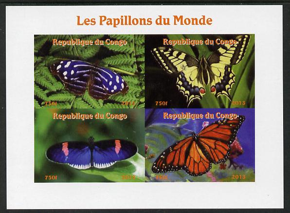 Congo 2013 Butterflies of the World #3 imperf sheetlet containing four values unmounted mint. Note this item is privately produced and is offered purely on its thematic appeal