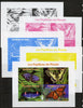 Congo 2013 Butterflies of the World #3 sheetlet containing four values - the set of 5 imperf progressive colour proofs comprising the 4 basic colours plus all 4-colour composite unmounted mint
