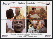 Mali 2013 Nelson Mandela #6 perf sheetlet containing four values unmounted mint. Note this item is privately produced and is offered purely on its thematic appeal with concorde in border