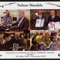 Mali 2013 Nelson Mandela #7 imperf sheetlet containing four values unmounted mint. Note this item is privately produced and is offered purely on its thematic appeal with Concorde in border