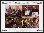 Mali 2013 Nelson Mandela #7 imperf sheetlet containing four values unmounted mint. Note this item is privately produced and is offered purely on its thematic appeal with Concorde in border