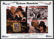 Chad 2013 Nelson Mandela #4 imperf sheetlet containing four values unmounted mint. Note this item is privately produced and is offered purely on its thematic appeal. with Concorde in border