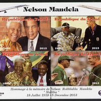Chad 2013 Nelson Mandela #5 perf sheetlet containing four values unmounted mint. Note this item is privately produced and is offered purely on its thematic appeal. with Concorde in border