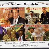 Chad 2013 Nelson Mandela #5 imperf sheetlet containing four values unmounted mint. Note this item is privately produced and is offered purely on its thematic appeal. with Concorde in border