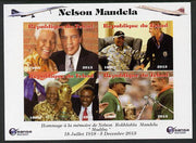 Chad 2013 Nelson Mandela #5 imperf sheetlet containing four values unmounted mint. Note this item is privately produced and is offered purely on its thematic appeal. with Concorde in border