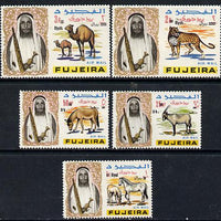 Fujeira 1966 New value opts, 5 perf Animal vals from 'Birds & Animals' def set unmounted mint (SG 124, 126 & 128-130)