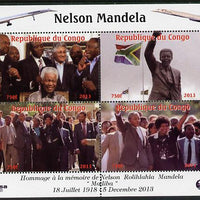 Congo 2013 Nelson Mandela #4 perf sheetlet containing four values,with Concorde in border unmounted mint. Note this item is privately produced and is offered purely on its thematic appeal.