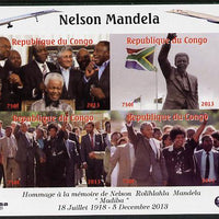 Congo 2013 Nelson Mandela #4 imperf sheetlet containing four values with Concorde in border unmounted mint. Note this item is privately produced and is offered purely on its thematic appeal.