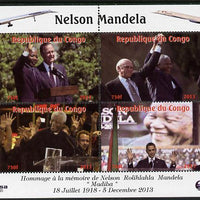 Congo 2013 Nelson Mandela #5 perf sheetlet containing four values with Concorde in border unmounted mint. Note this item is privately produced and is offered purely on its thematic appeal.