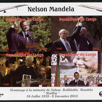 Congo 2013 Nelson Mandela #5 imperf sheetlet containing four values with Concorde in border unmounted mint. Note this item is privately produced and is offered purely on its thematic appeal.