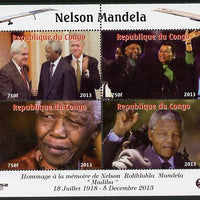 Congo 2013 Nelson Mandela #6 perf sheetlet containing four values with Concorde in border unmounted mint. Note this item is privately produced and is offered purely on its thematic appeal.