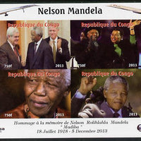 Congo 2013 Nelson Mandela #6 imperf sheetlet containing four values with Concorde in border unmounted mint. Note this item is privately produced and is offered purely on its thematic appeal.