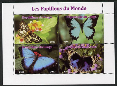 Congo 2013 Butterflies of the World #4 perf sheetlet containing four values unmounted mint. Note this item is privately produced and is offered purely on its thematic appeal