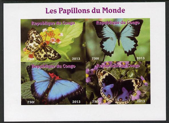 Congo 2013 Butterflies of the World #4 imperf sheetlet containing four values unmounted mint. Note this item is privately produced and is offered purely on its thematic appeal