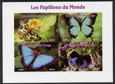 Congo 2013 Butterflies of the World #4 imperf sheetlet containing four values unmounted mint. Note this item is privately produced and is offered purely on its thematic appeal