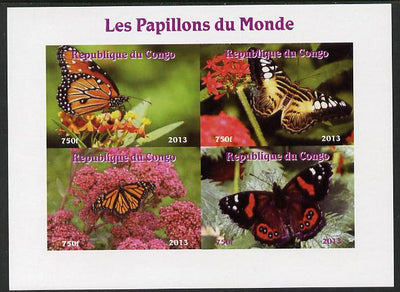 Congo 2013 Butterflies of the World #5 imperf sheetlet containing four values unmounted mint. Note this item is privately produced and is offered purely on its thematic appeal