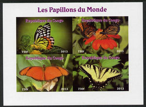 Congo 2013 Butterflies of the World #6 imperf sheetlet containing four values unmounted mint. Note this item is privately produced and is offered purely on its thematic appeal