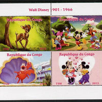 Congo 2013 Walt Disney Characters #1 perf sheetlet containing four values unmounted mint. Note this item is privately produced and is offered purely on its thematic appeal