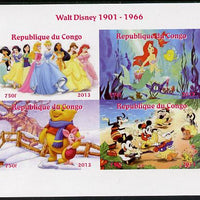 Congo 2013 Walt Disney Characters #2 imperf sheetlet containing four values unmounted mint. Note this item is privately produced and is offered purely on its thematic appeal