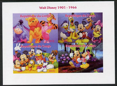 Congo 2013 Walt Disney Characters #3 imperf sheetlet containing four values unmounted mint. Note this item is privately produced and is offered purely on its thematic appeal