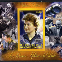 Ivory Coast 2013 Celebrities of the last Millennium - Valentina Tereshkova (first woman in Space) imperf deluxe sheet containing one rectangular value unmounted mint