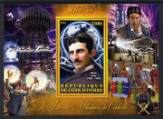 Ivory Coast 2013 Celebrities of the last Millennium - Nikola Tesla perf deluxe sheet containing one rectangular value unmounted mint