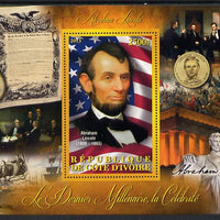 Ivory Coast 2013 Celebrities of the last Millennium - Abraham Lincoln perf deluxe sheet containing one rectangular value unmounted mint