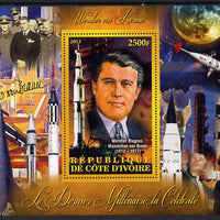 Ivory Coast 2013 Celebrities of the last Millennium - Wernher von Braun (rocket engineer) perf deluxe sheet containing one rectangular value unmounted mint