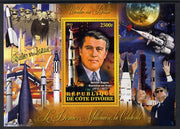 Ivory Coast 2013 Celebrities of the last Millennium - Wernher von Braun (rocket engineer) perf deluxe sheet containing one rectangular value unmounted mint