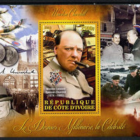 Ivory Coast 2013 Celebrities of the last Millennium - Winston Churchill perf deluxe sheet containing one rectangular value unmounted mint