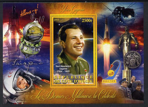 Ivory Coast 2013 Celebrities of the last Millennium - Yuro Gagarin perf deluxe sheet containing one rectangular value unmounted mint