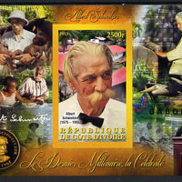 Ivory Coast 2013 Celebrities of the last Millennium - Albert Schweitzer imperf deluxe sheet containing one rectangular value unmounted mint