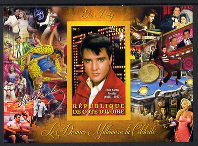 Ivory Coast 2013 Celebrities of the last Millennium - Elvis Presley imperf deluxe sheet containing one rectangular value unmounted mint