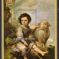 Rwanda 1975 Espana 75 Stamp Exhibition perf m/sheet (Divine Shepherd by Murillo) unmounted mint SG MS 641c