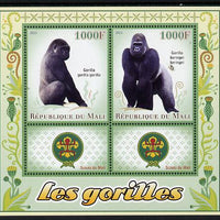 Mali 2013 Gorillas perf sheetlet containing two values & two labels showing Scouts Badge unmounted mint