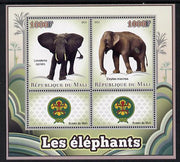 Mali 2013 Elephants perf sheetlet containing two values & two labels showing Scouts Badge unmounted mint
