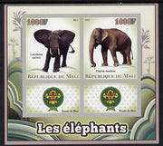 Mali 2013 Elephants imperf sheetlet containing two values & two labels showing Scouts Badge unmounted mint
