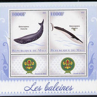 Mali 2013 Whales perf sheetlet containing two values & two labels showing Scouts Badge unmounted mint