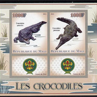 Mali 2013 Crocodiles imperf sheetlet containing two values & two labels showing Scouts Badge unmounted mint