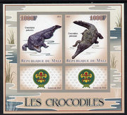 Mali 2013 Crocodiles imperf sheetlet containing two values & two labels showing Scouts Badge unmounted mint