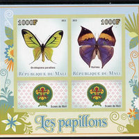 Mali 2013 Butterflies imperf sheetlet containing two values & two labels showing Scouts Badge unmounted mint