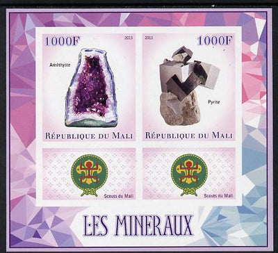 Mali 2013 Minerals #2 imperf sheetlet containing two values & two labels showing Scouts Badge unmounted mint